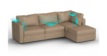 Lovesac – 4 Seats + 5 Sides Combed Chenille &amp; Lovesoft with 6 Speaker Immersive Sound + Charge System – Taupe - 1772606809432_858