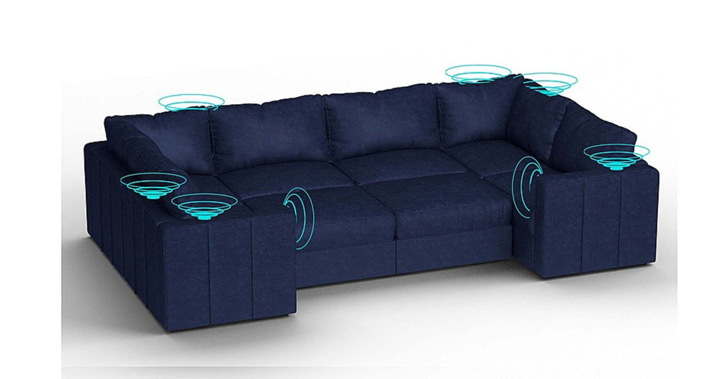 Lovesac – 8 Seats + 10 Sides Corded Velvet &amp; Lovesoft with 6 Speaker Immersive Sound + Charge System – Sapphire Navy - SKU_1773036294473_86