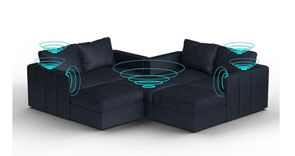 Lovesac – 7 Seats + 8 Sides Corded Velvet &amp; Lovesoft with 10 Speaker Immersive Sound + Charge System – Midnight Navy - 1772611556928_533