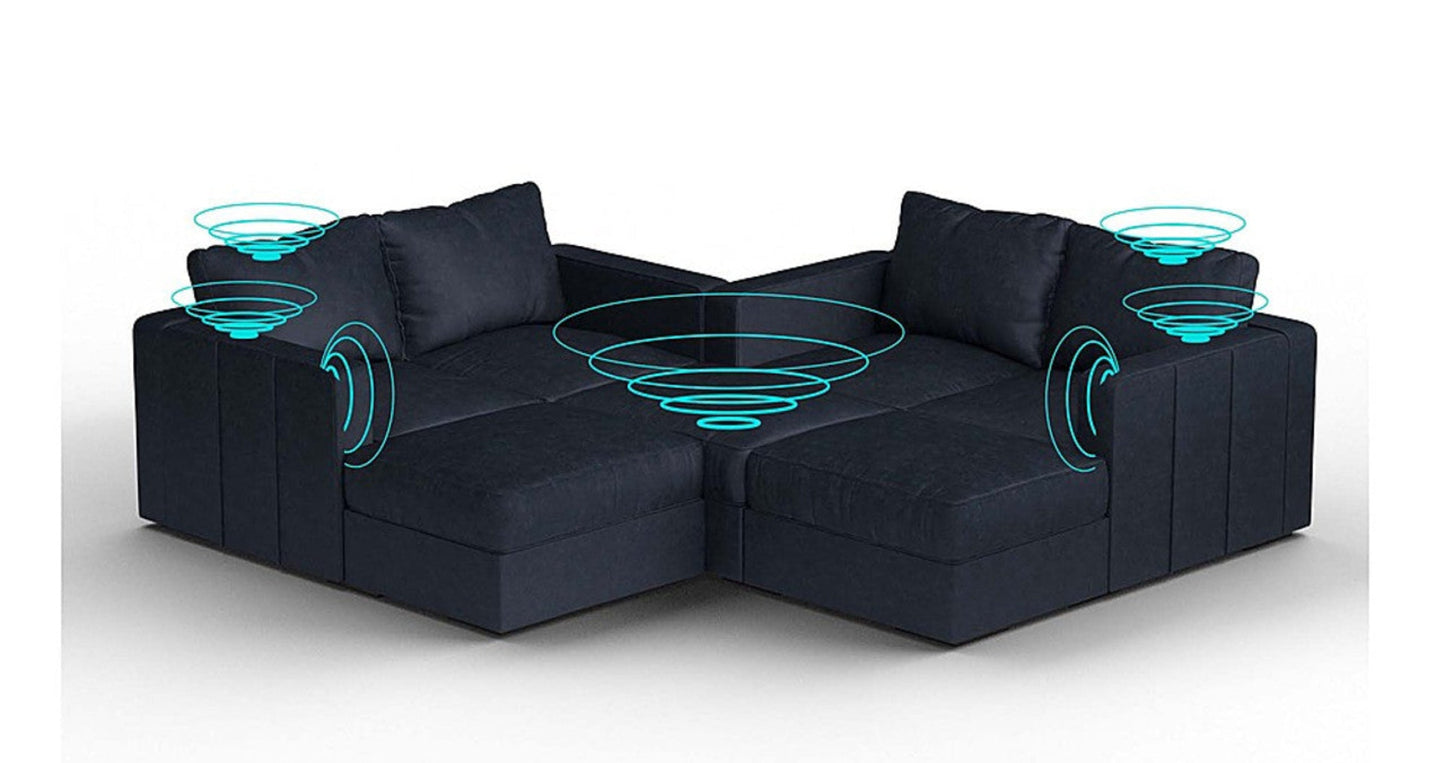 Lovesac – 7 Seats + 8 Sides Corded Velvet &amp; Lovesoft with 10 Speaker Immersive Sound + Charge System – Midnight Navy - 1772611556928_533