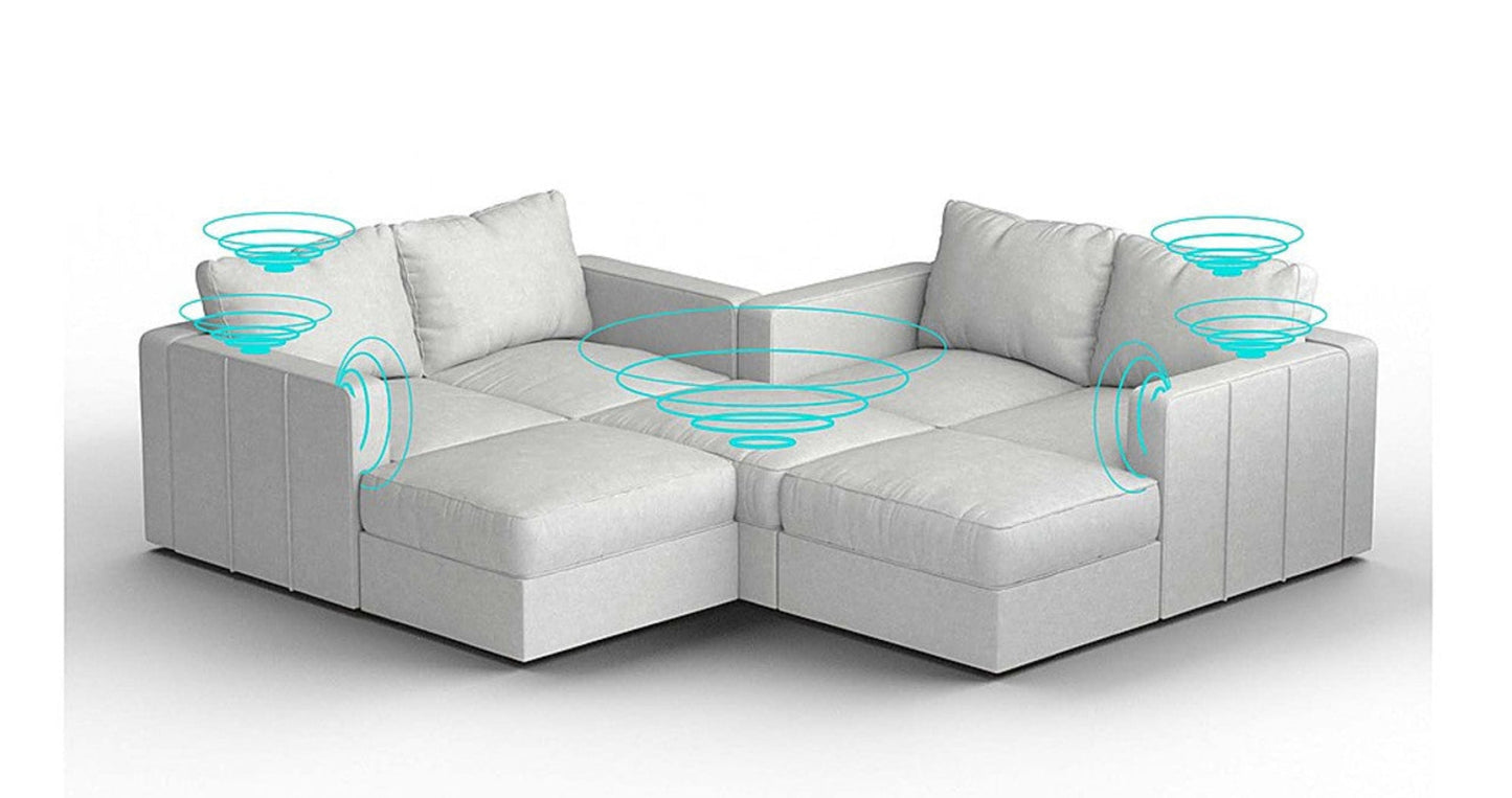 Lovesac – 7 Seats + 8 Sides Corded Velvet &amp; Lovesoft with 6 Speaker Immersive Sound + Charge System – Sky Grey - 1772614129262_304