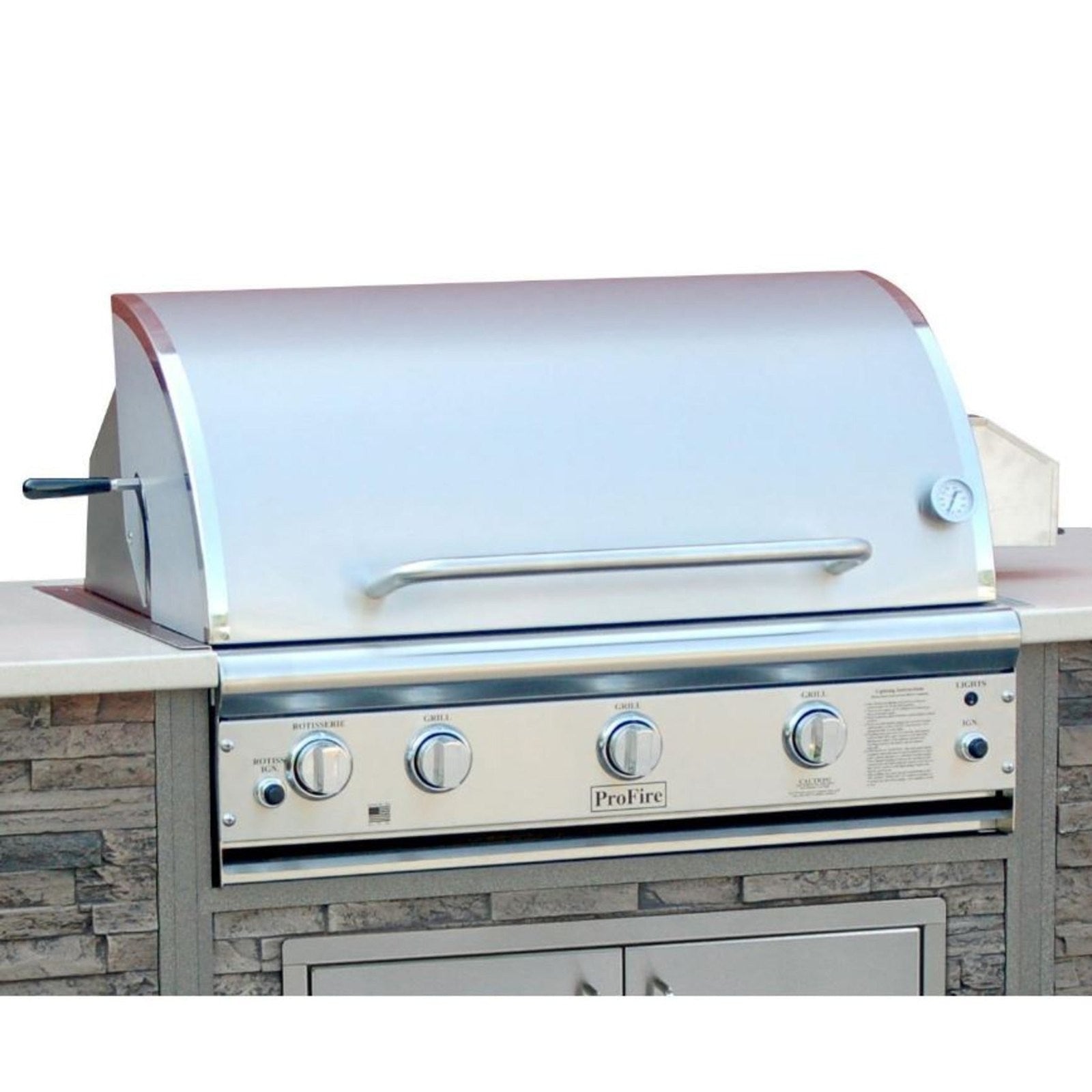 ProFire Deluxe Briquette Series 36-Inch Built-In Grill With Rotisserie Kit - BQDLX36R-N