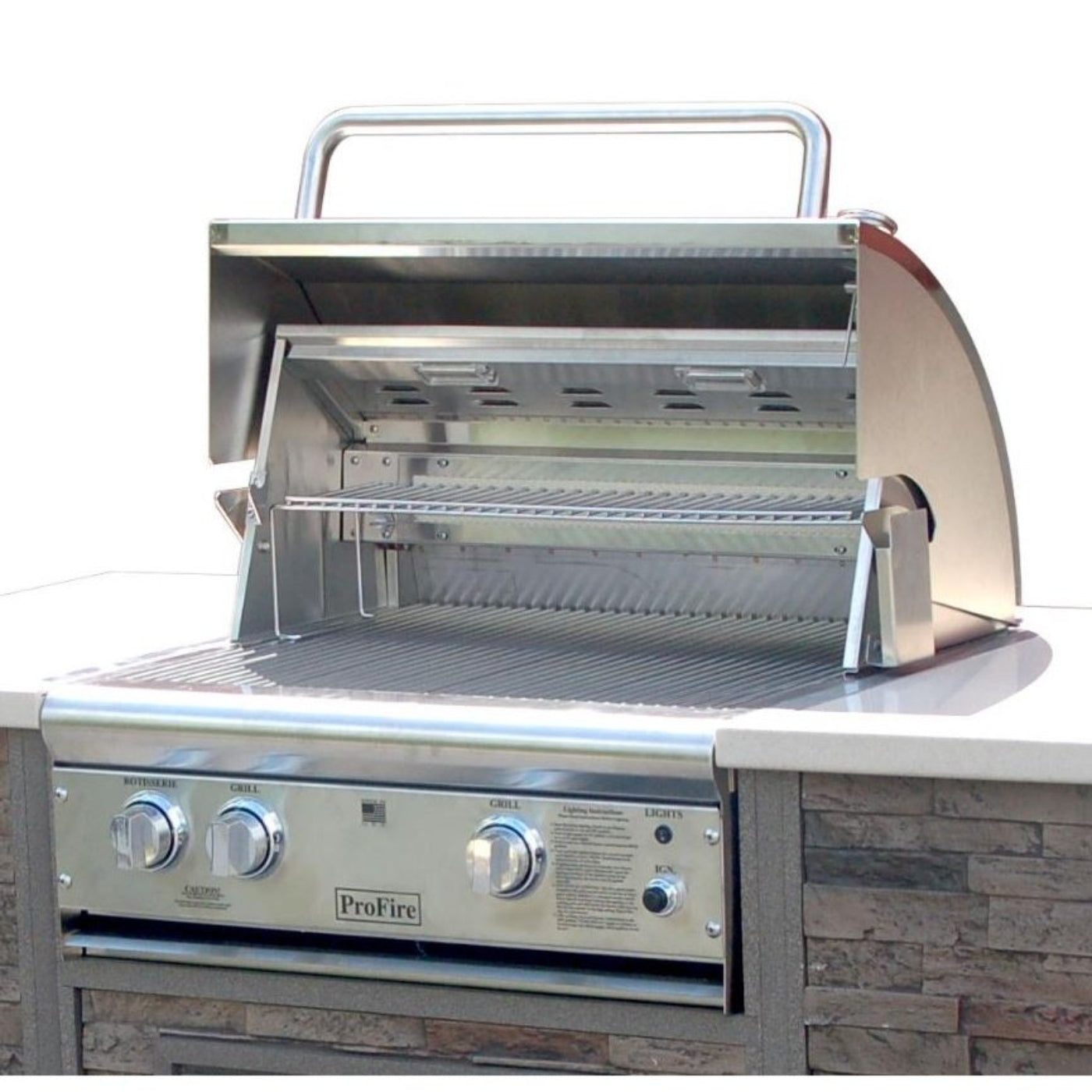 ProFire Deluxe Briquette Series 27-Inch Built-In Infrared Hybrid Grill With Rotisserie - BQDLX27RIH-P