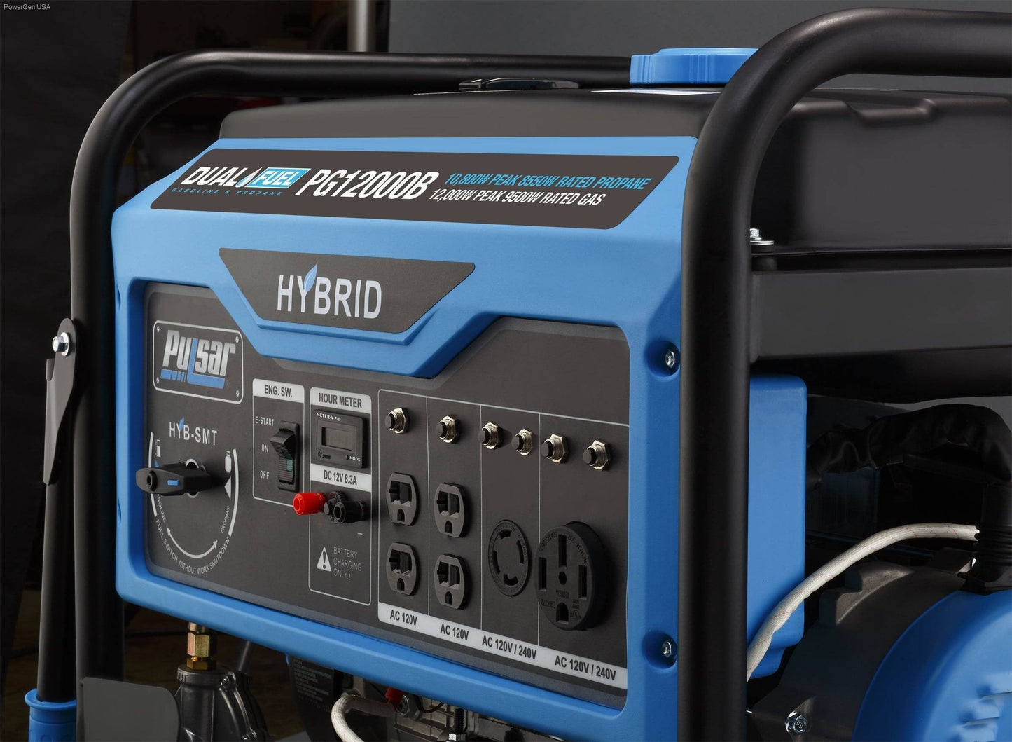Pulsar 12000 Watt Generator - Dual Fuel Portable with Electric Start and Switch & Go Technology - PowerGen USA