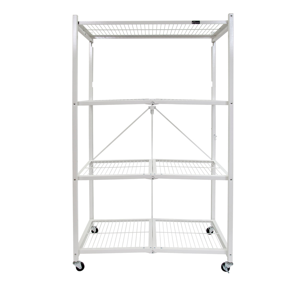 Origami 3-Pack R5-06W 4-Wheel 4-Shelf Folding Steel Wire Shelving Storage, White - 415204