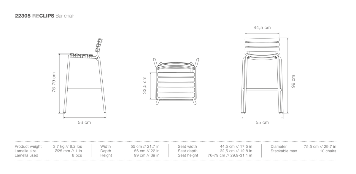 HOUE ReCLIPS Outdoor Bar Chair - Procure Décor