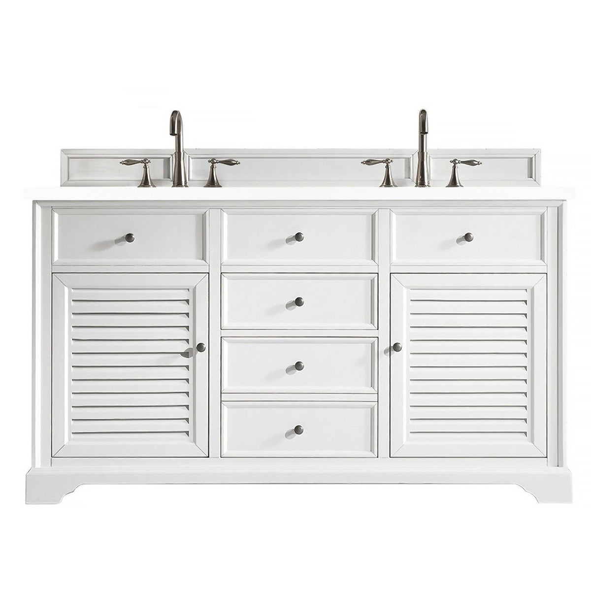 James Martin Vanities Savannah 60" Bright White Double Vanity - 238-104-V60D-BW-3AF