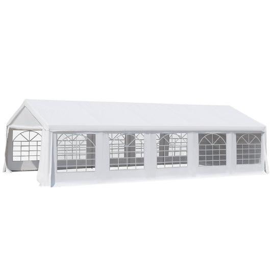 Outsunny 32' x 16' Heavy Duty Party/Wedding Tent with Removable Sidewalls, White - 100110-046W