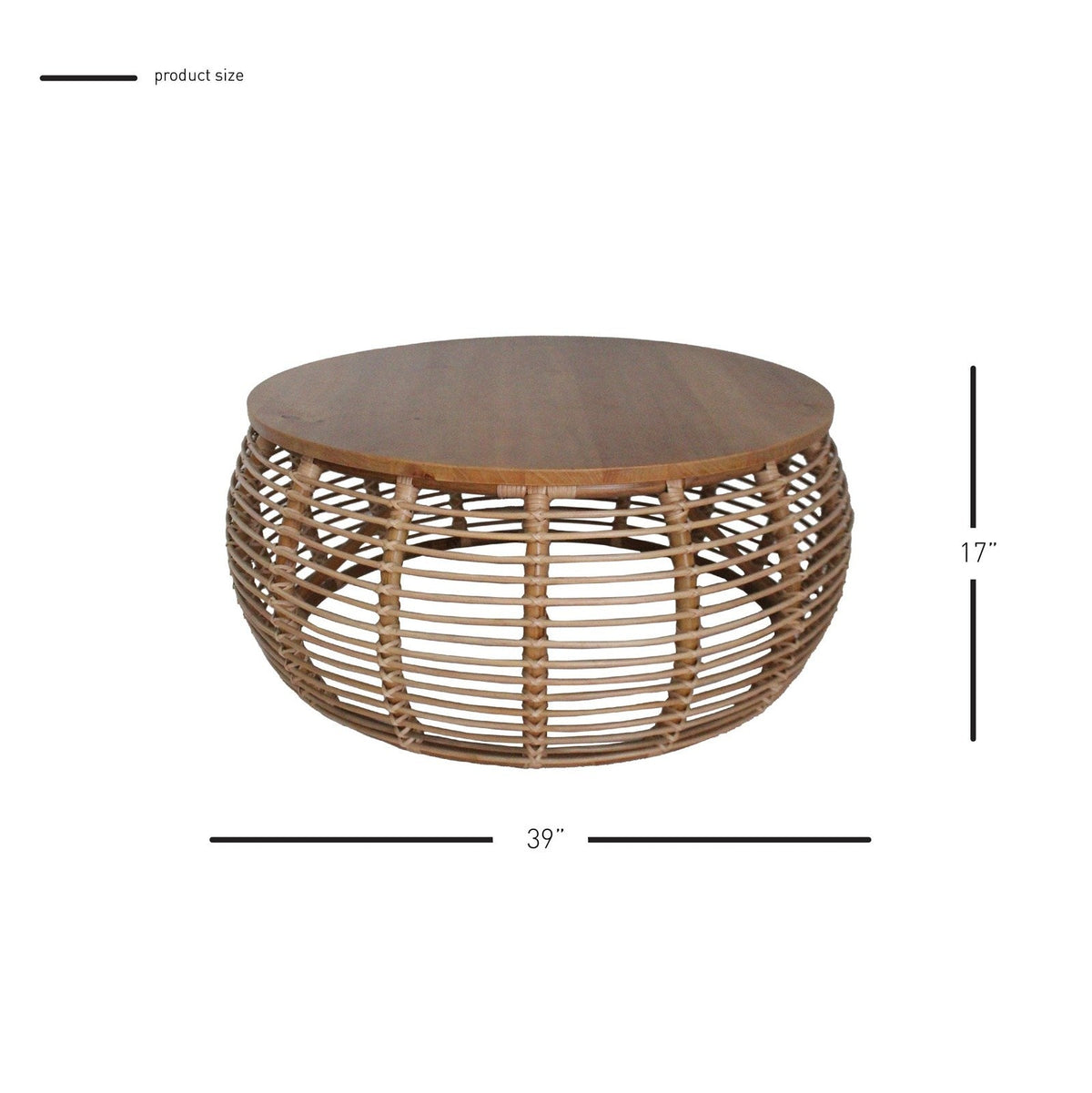 New Pacific Direct Iris Rattan Round Coffee Table -  4900018