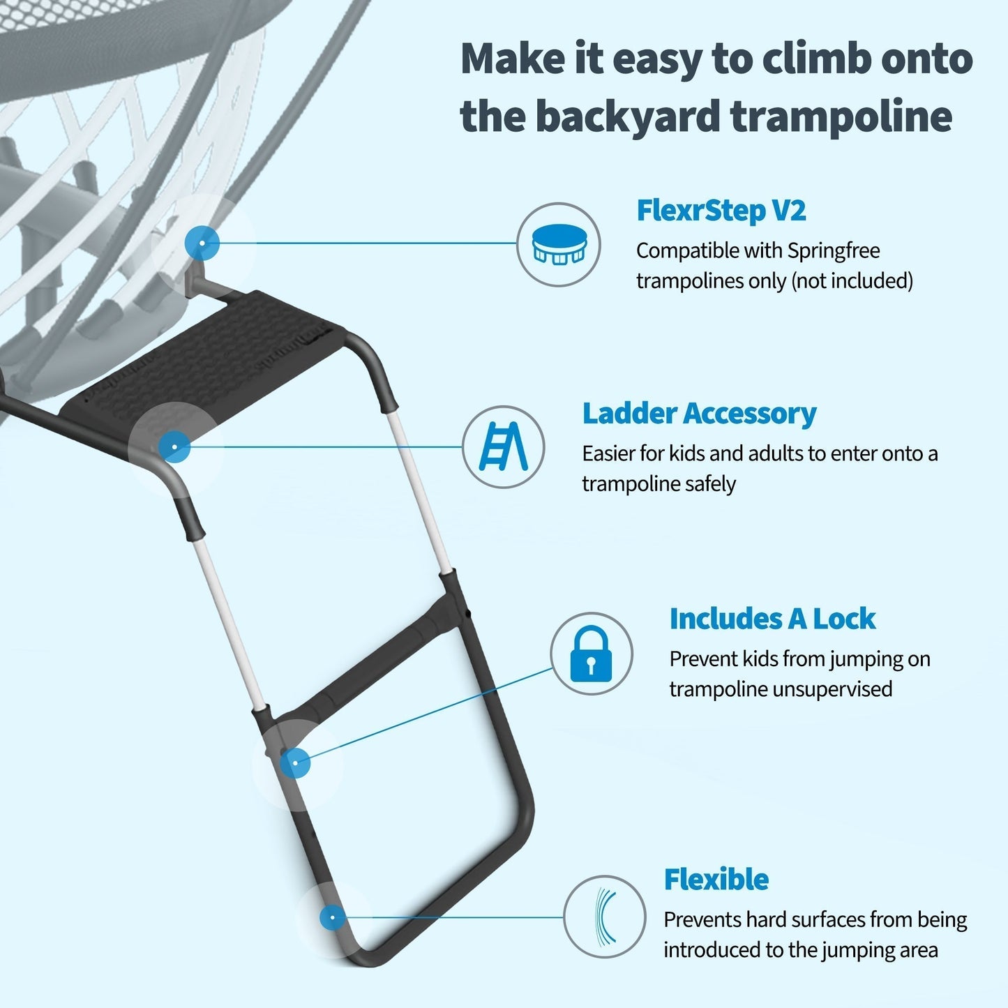 Springfree Trampoline Kids Oval 8 x 11Ft Trampoline & FlexrStep V2 Safety Ladder - 299723
