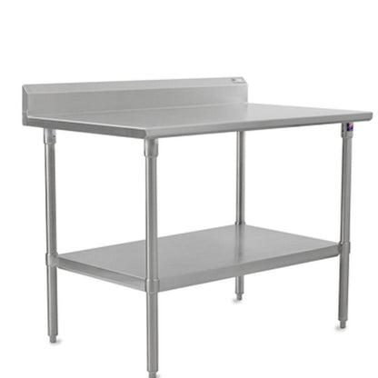 John Boos ST6R5-2436SSK 36" W x 24" D Stainless Steel Work Table with 5" Backsplash and Adjustable Undershelf - JBST6R52436SSK
