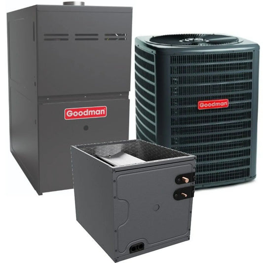 Goodman - 1.5 Ton/60,000 BTU 80% AFUE Gas Furnace and Air Conditioner System - Upflow - 15.2 SEER2 - R32 - CAPTA2422B3