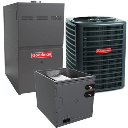 Goodman - 4 Ton/80,000 BTU 80% AFUE Gas Furnace and Air Conditioner System - Upflow - 13.5 SEER2 - R32 - GLXS3BN4810 / CAPTA6030C3 / GM9S800805CN