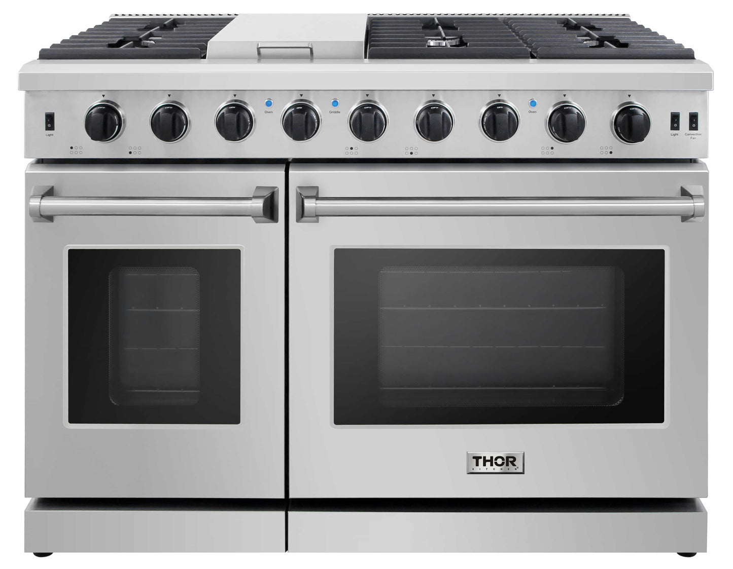 Thor Kitchen 2-Piece Appliance Package - 48-Inch Propane Gas Range  & Under Cabinet 11-Inch Tall Hood in Stainless Steel - AP2-LRG48-LP