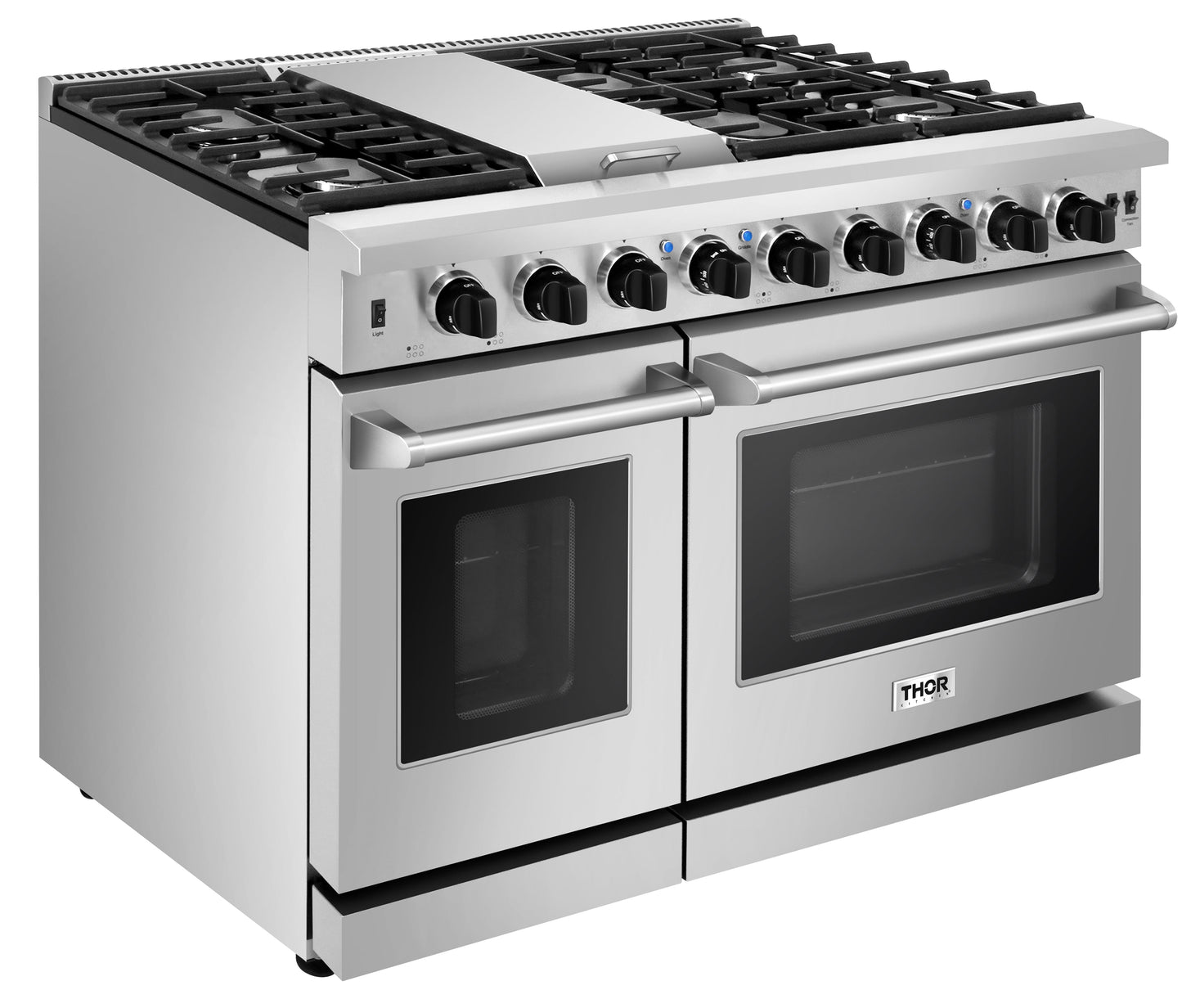 Thor Kitchen 2-Piece Appliance Package - 48-Inch Propane Gas Range  & Under Cabinet 11-Inch Tall Hood in Stainless Steel - AP2-LRG48-LP