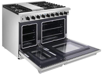 Thor Kitchen 2-Piece Appliance Package - 48-Inch Propane Gas Range  & Under Cabinet 11-Inch Tall Hood in Stainless Steel - AP2-LRG48-LP