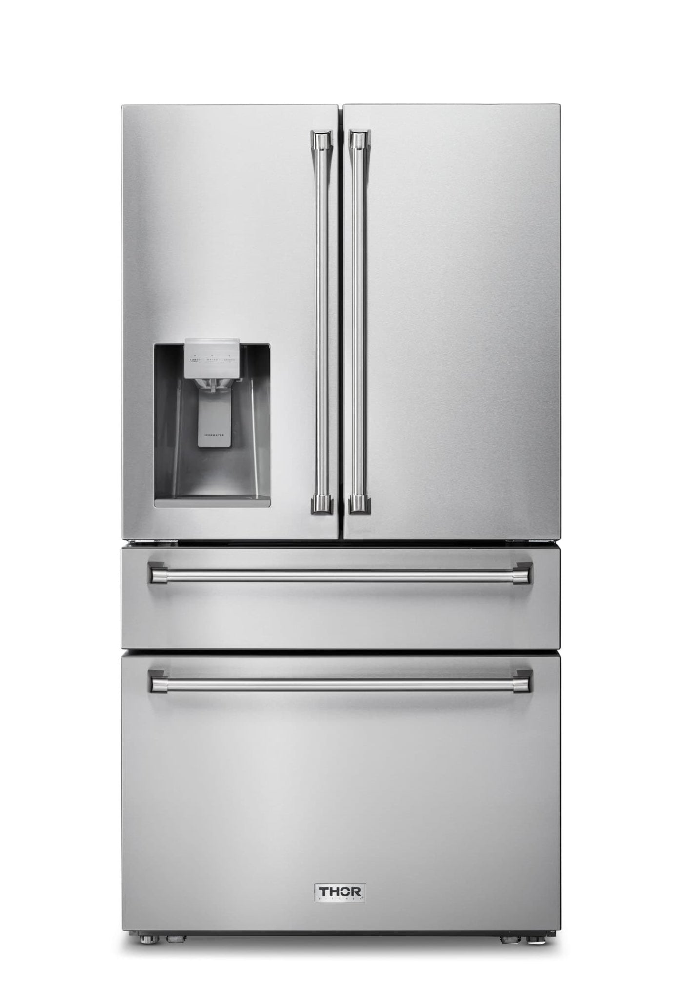 Thor Kitchen 5-Piece Appliance Package - 36-Inch Propane Gas Range, Refrigerator with Water Dispenser, Wall Mount Hood, Dishwasher, & Microwave Drawer in Stainless Steel - APW5-LRG36B-LP