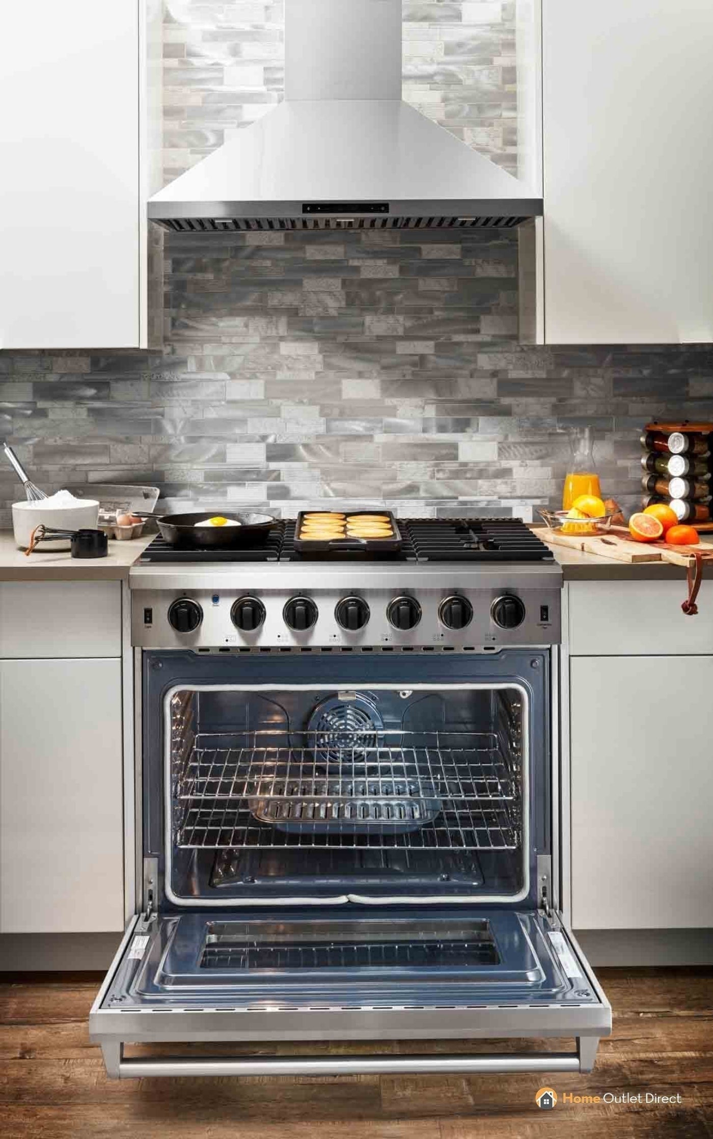 Thor Kitchen 5-Piece Appliance Package - 36-Inch Propane Gas Range, Refrigerator with Water Dispenser, Wall Mount Hood, Dishwasher, & Microwave Drawer in Stainless Steel - APW5-LRG36B-LP