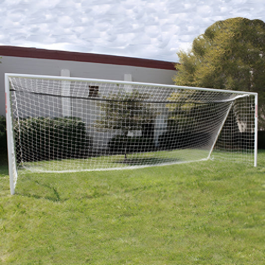 Trigon Sports Soccer Goal 6 x 18 ft. Portable & Round Powder Coated White with Net - SG3618W