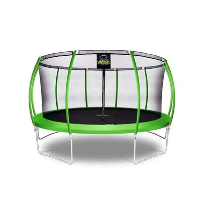 Upper Bounce Moxie™ Pumpkin-Shaped Outdoor Trampoline Set with Premium Top-Ring Frame Safety Enclosure, 15 Ft - Green Apple - Mxsf03-15-Ga