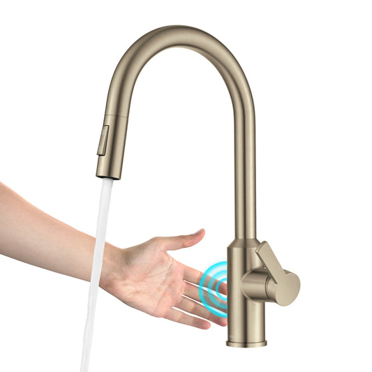 KRAUS Oletto Touchless Pull-Down Kitchen Faucet in Spot-Free Antique Champagne Bronze - KSF-2830SFACB