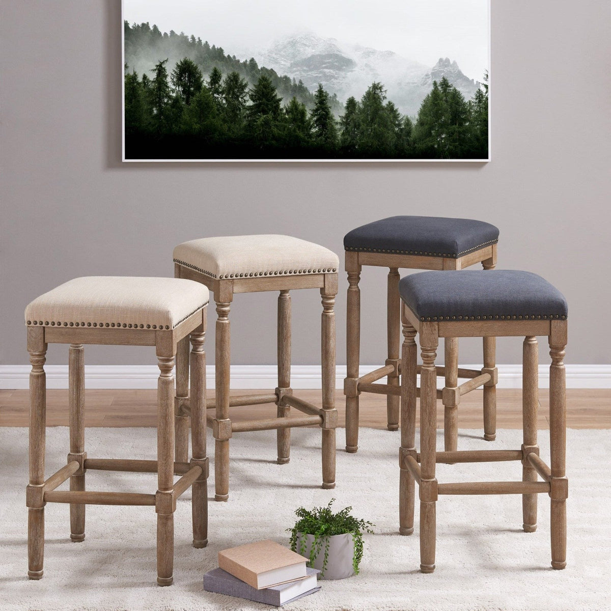New Pacific Direct Ernie Fabric Counter Stool, (Set of 2)  - 3900052-393