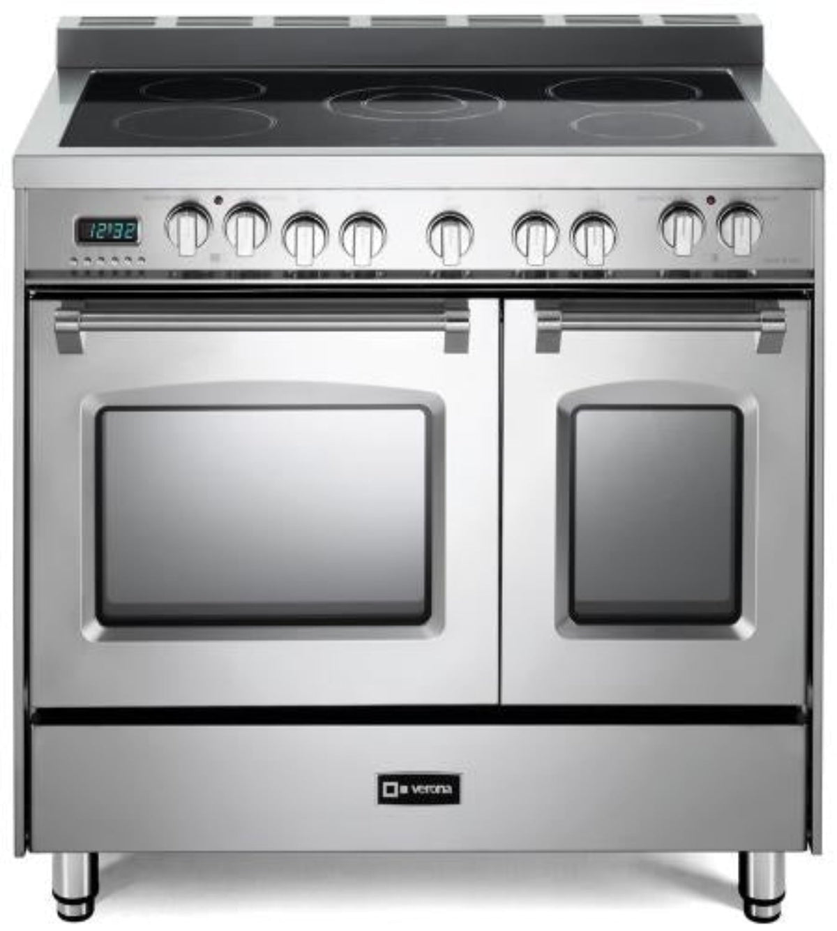Verona - Prestige 36" Electric Glass Top Double Oven Range - 5 Elements - Stainless Steel, Matte Black, White - VPFSEE365DSS