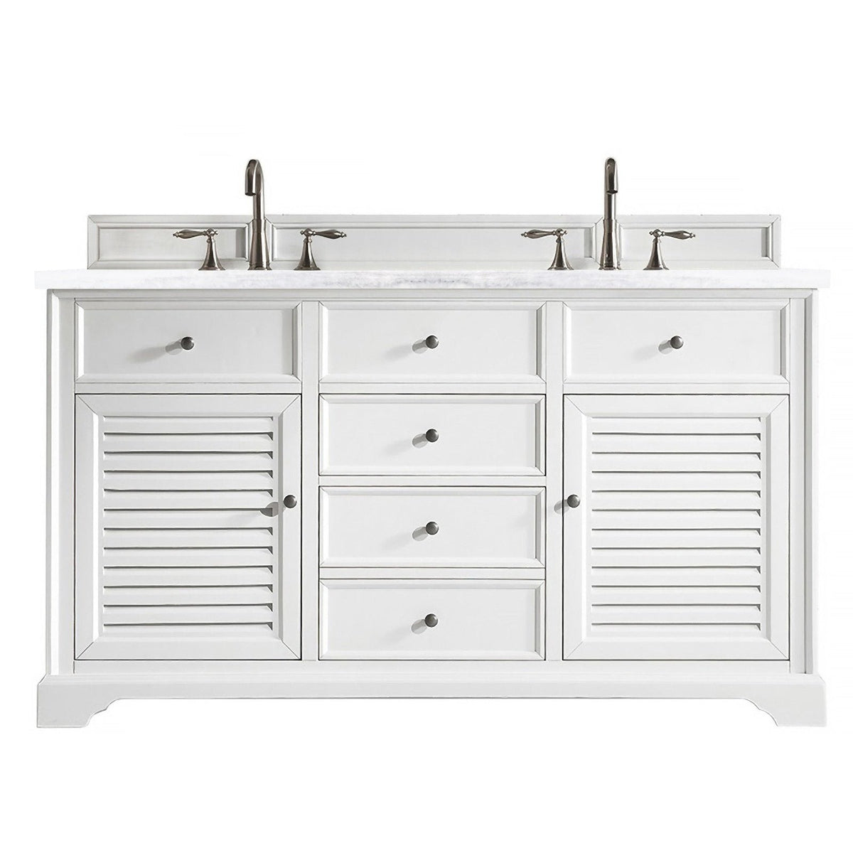 James Martin Vanities Savannah 60" Bright White Double Vanity - 238-104-V60D-BW-3AF