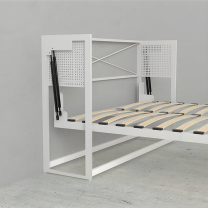 Queen Murphy Bed w/ Storage Cabinets, White by Leto Muro
