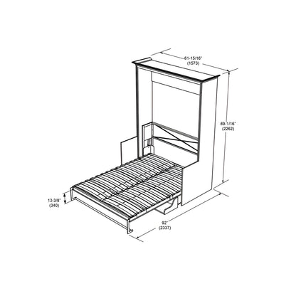Murphy Bed With Desk & Storage Cabinet, Double Size, White by Leto Muro