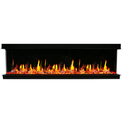 Litedeer Homes WarmCastle 72-in 3 Side Smart Electric Fireplace + Crushed Ice Rocks ZEF72T