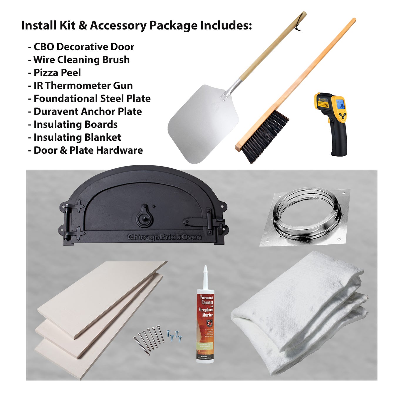 Chicago Brick Oven 500 DIY Kit Items Included