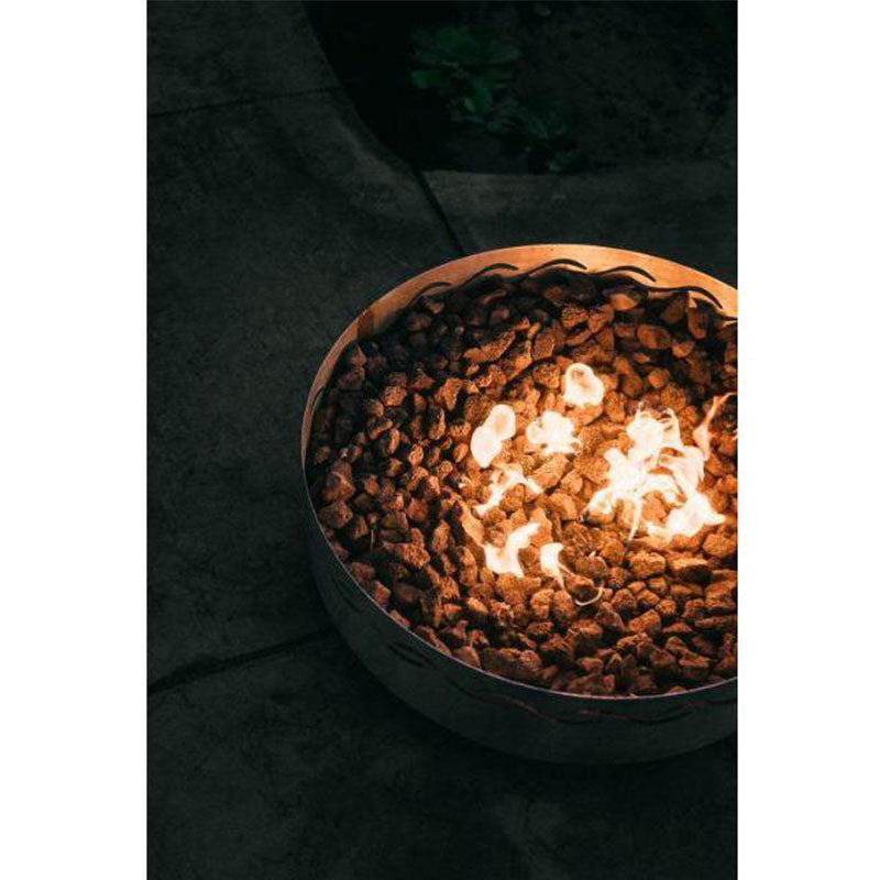 Fire Pit Art Fire Surfer Fire Pit - burning at night, from above