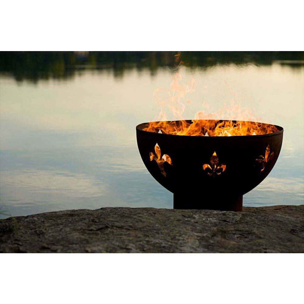 Fleur de Lis at the lake, with fire