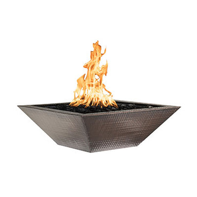 The Outdoor Plus Maya Copper Fire Bowl with Fire