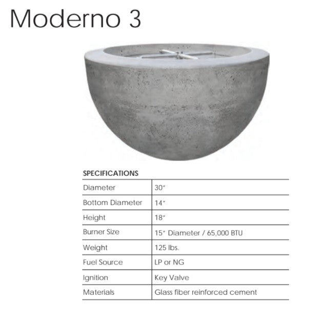 Moderno 3 Fire Bowl Features