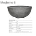 Moderno 8 Fire Bowl Specs