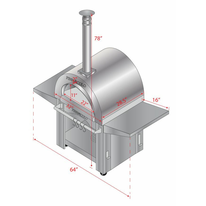 Pinnacolo Ibrido (Hybrid) Wood/Gas Outdoor Pizza Oven with Accessories