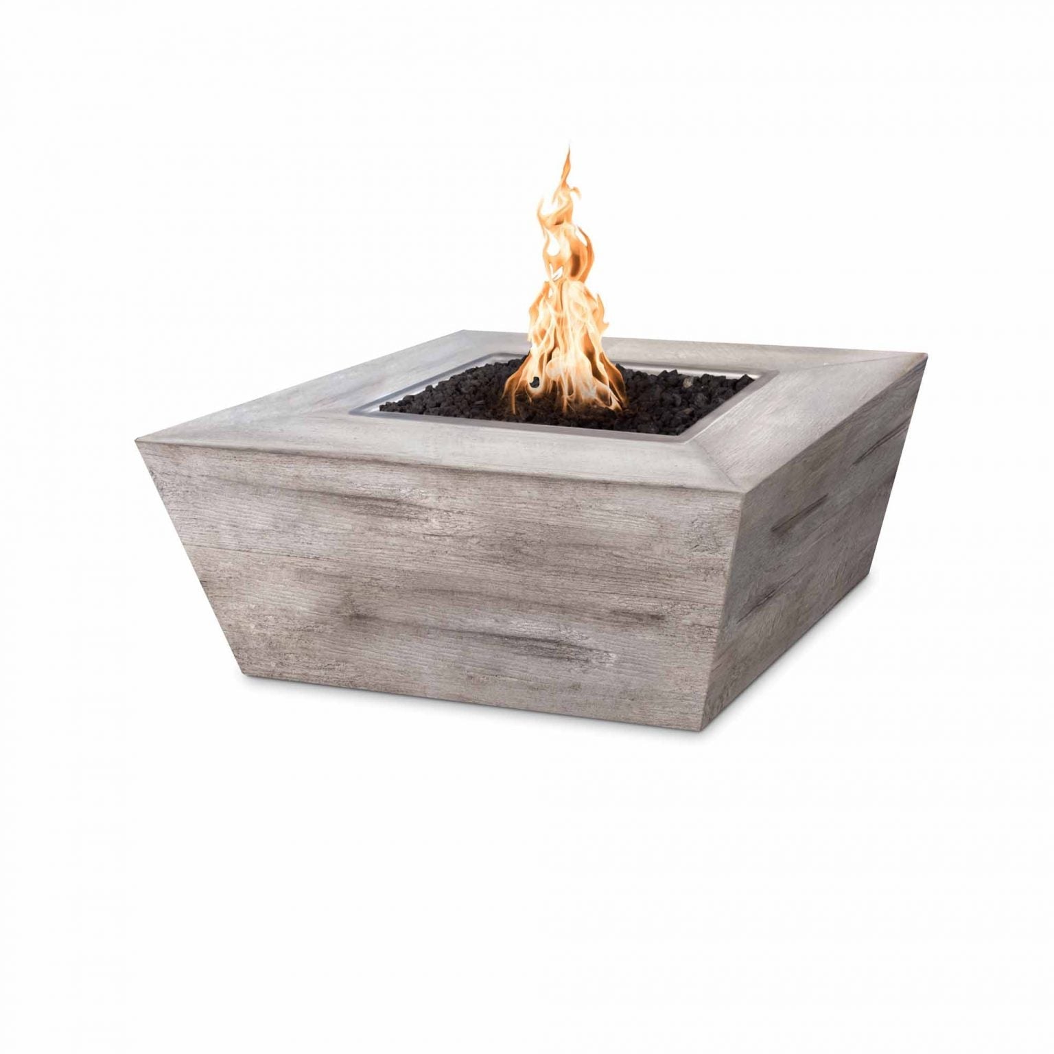 The Outdoor Plus Square Plymouth Wood Grain Fire Pit