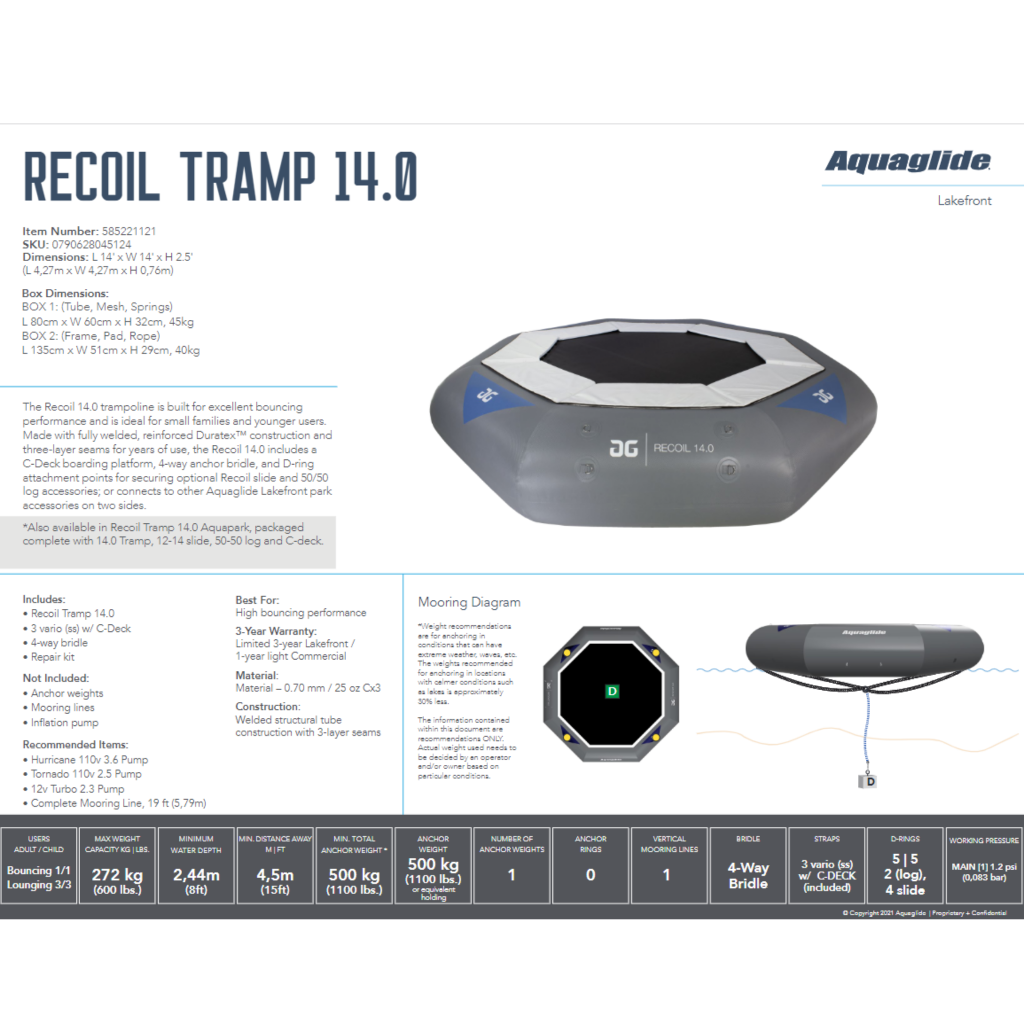 Aquaglide Recoil Trampoline 14.0 Aquapark