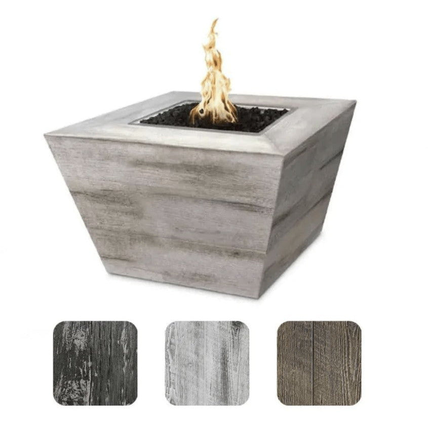 The Outdoor Plus Square Plymouth Wood Grain Fire Pit