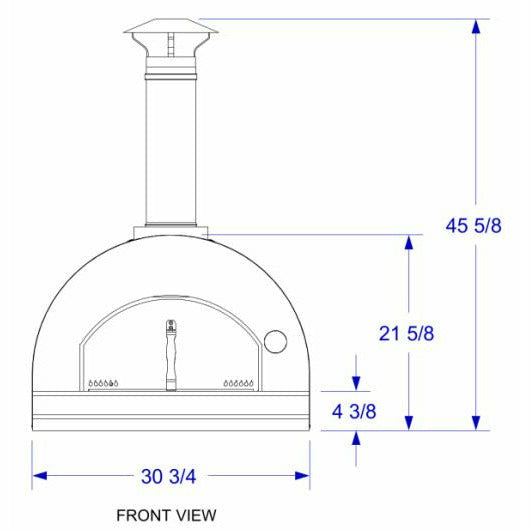 Solé Gourmet 24 Inch Italia Wood Fired Oven with Cart - Front View Diagram