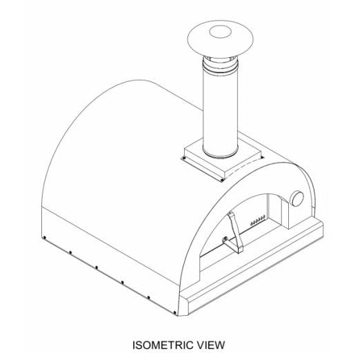 Solé Gourmet 32 Inch Italia Wood Fired Oven with Cart Isometric View Diagram
