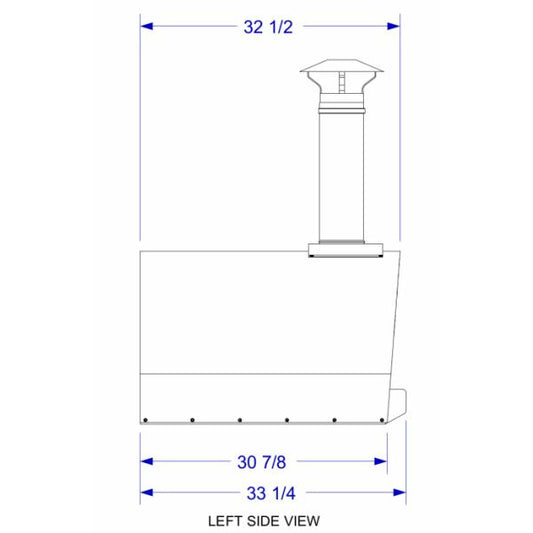 Solé Gourmet 32 Inch Italia Wood Fired Oven with Cart Left Side View Diagram