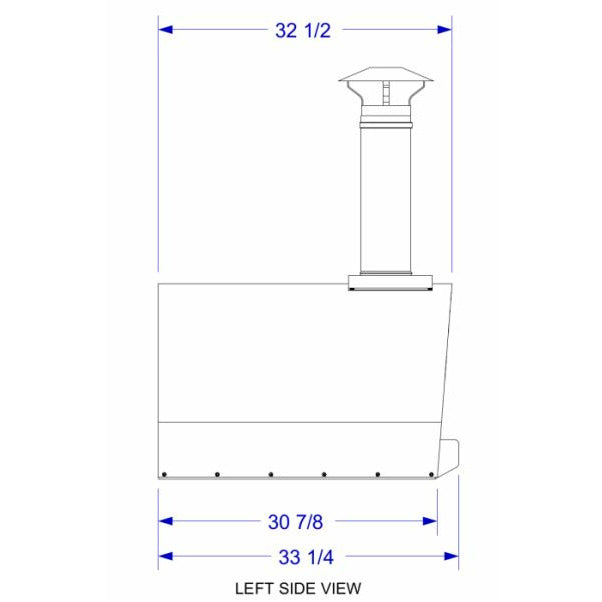 Solé Gourmet 32 Inch Italia Wood Fired Oven with Cart Left Side View Diagram
