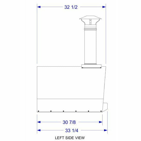 Solé Gourmet 24 Inch Italia Wood Fired Oven with Cart - Left Side View Diagram