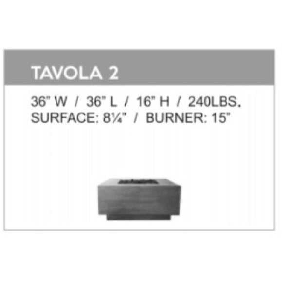 Tavola 2 Fire Table Specs