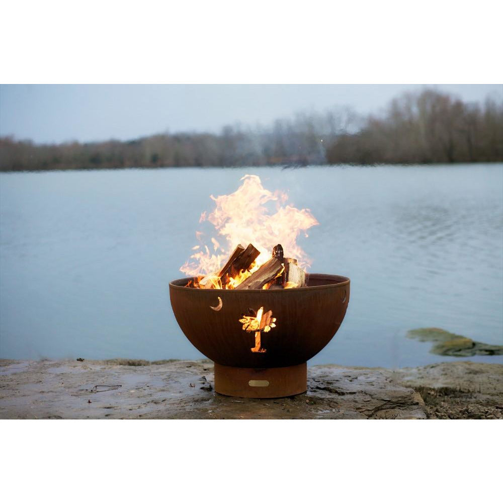 Tropical Moon at the Lake - with fire