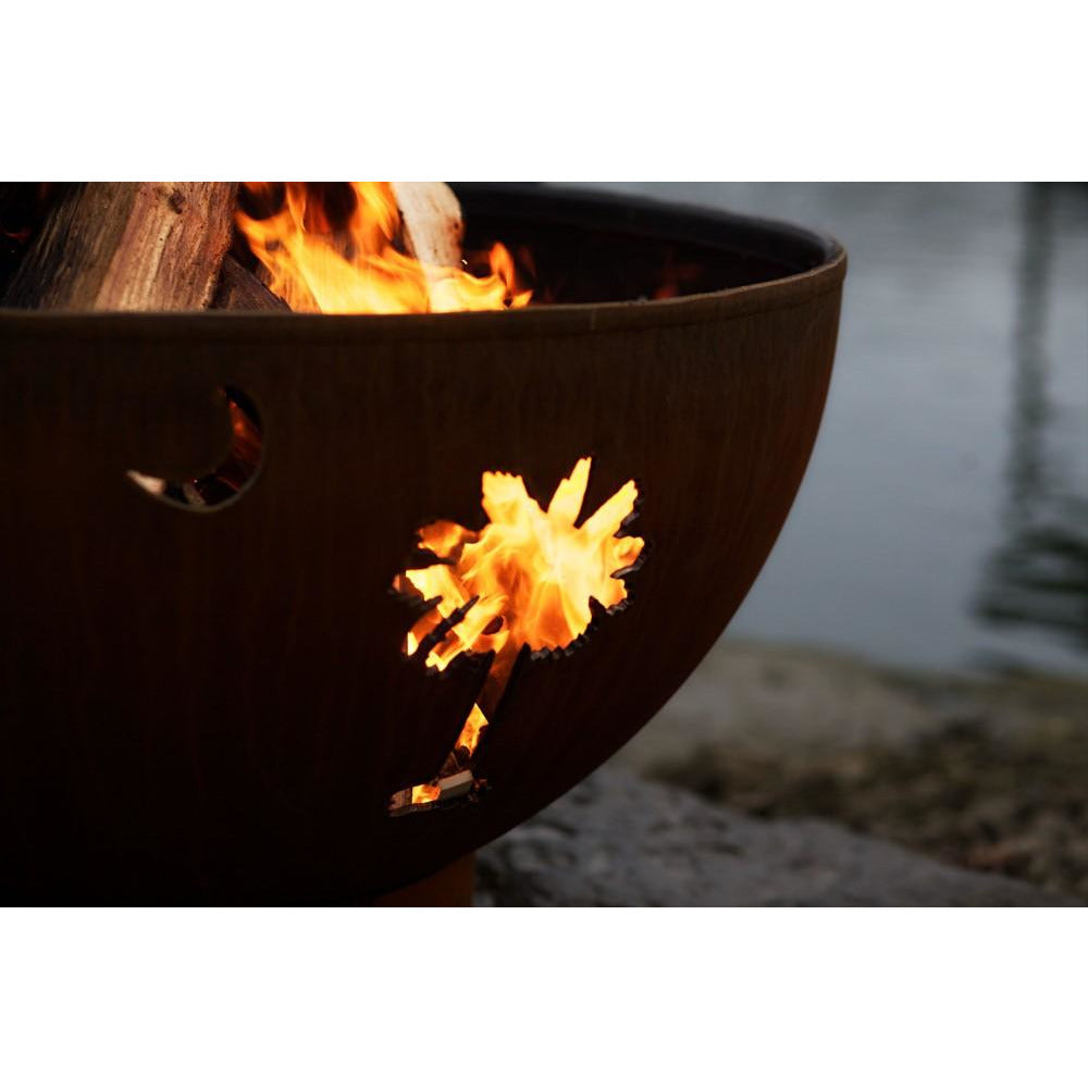 Tropical Moon design close-up - with fire